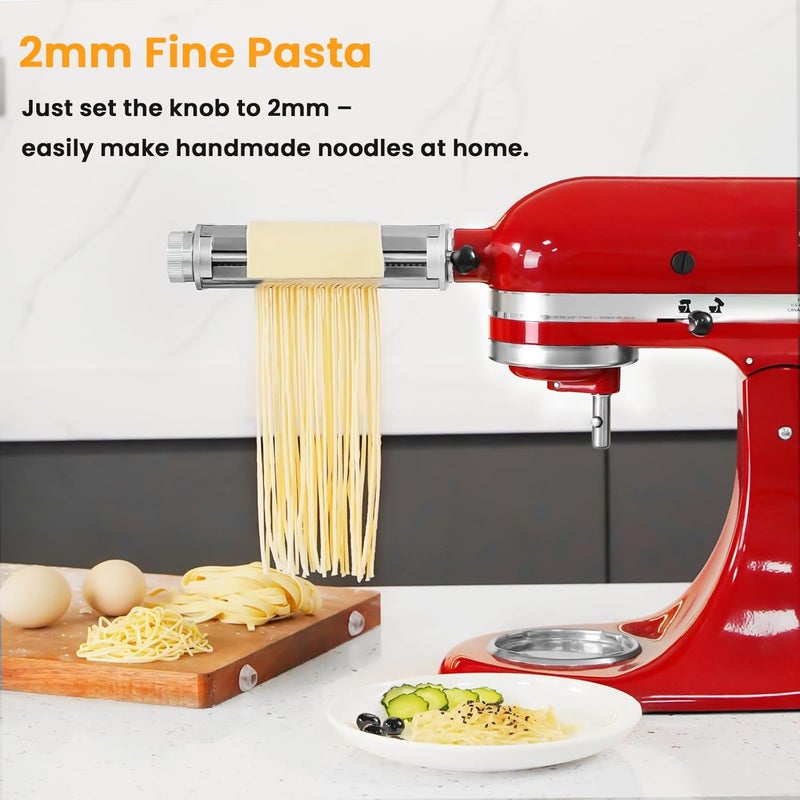 KINGEAGLE Pasta Maker Attachment for KitchenAid Mixers, Pasta Attachments 3 in 1 Set Included Dough Roller, Spaghetti and Fettuccine Cutters, Noodle Maker Accessory - Image 5